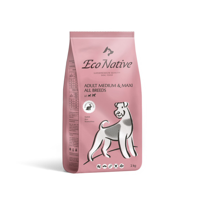 Eco Native сухой корм для собак средних и крупных пород, с мясом кролика и рисом - 2 кг