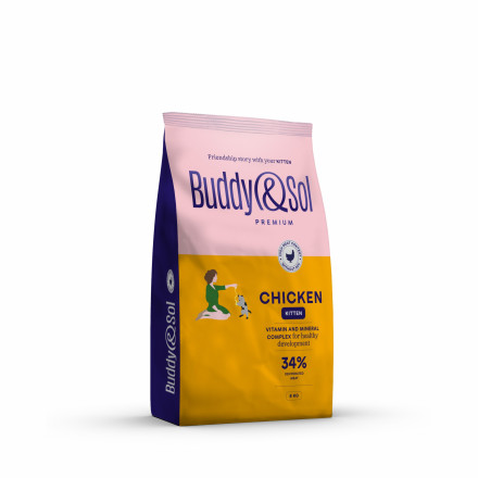 Buddy&amp;Sol Premium Kitten сухой корм для котят с курицей - 8 кг