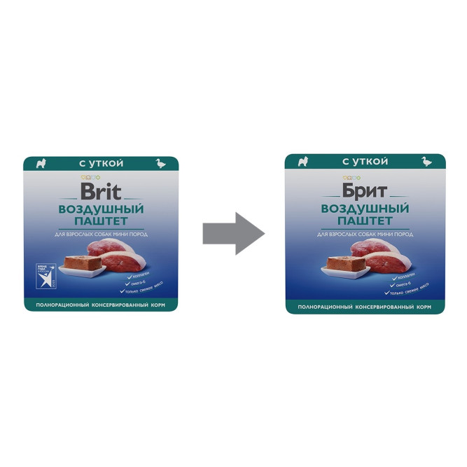 Брит Премиум влажный корм для взрослых собак мелких пород, с уткой, паштет - 100 г х 14 шт