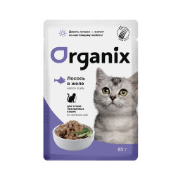 Organix паучи для стерилизованных кошек с лососем в желе - 85 г x 25 шт