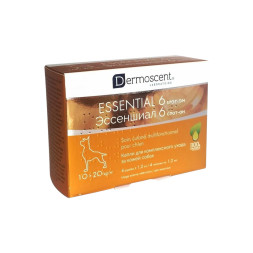 Эссеншиал 6 Спот-Он капли на холку для собак средних пород весом от 10 до 20 кг, для кожи и шерсти - 1,2 мл х 4 пипетки