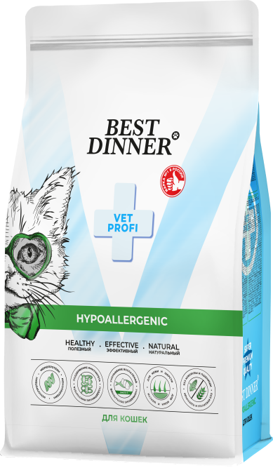 Best Dinner Vet Profi Hypoallergenic сухой диетический корм для взрослых кошек при пищевой аллергии и непереносимости - 400 г