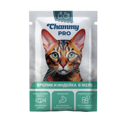 Chammy Pro влажный корм для взрослых кошек с кроликом и индейкой в желе, в паучах - 85 г х 30 шт