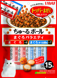 Inaba Ciao Churu Ball лакомство-топпинг шарики с кремовой начинкой для взрослых кошек, ассорти с тунцом магуро - 10 г х 15 шт