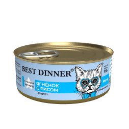 Best Dinner Exclusive Vet Profi Renal диетический влажный корм для взрослых кошек при болезни почек, с ягненком и рисом, в консервах - 100 г х 12 шт