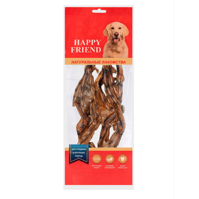 Happy Friend лакомство для собак средних и крупных пород лапки утиные - 100 г