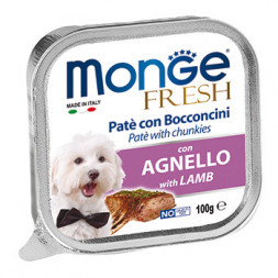 Monge Dog Fresh влажный корм для взрослых собак с ягненком в ламистере 100 г (32 шт в уп)