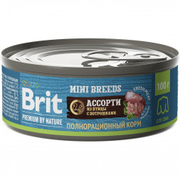 Brit Premium by Nature консервы для взрослых собак мелких пород ассорти из птицы с потрошками - 100 г x 12 шт