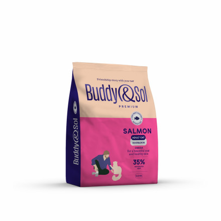 Buddy&amp;Sol Premium Hair&amp;Skin сухой корм для взрослых кошек для кожи и шерсти с лососем - 400 г