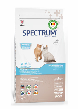 Spectrum Slim 34 Sterilised Adult Cats сухой корм для взрослых стерилизованных кошек с лососем и рисом - 2 кг