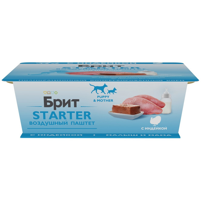 Брит Премиум влажный корм для щенков, с индейкой, паштет - 100 г х 14 шт