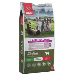Blitz Holisitic сухой беззерновой корм для взрослых собак всех пород, с ягненком и лососем - 12 кг