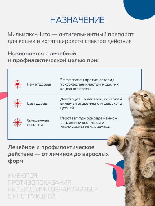 Мильмакс таблетки антигельминтные для кошек весом от 2 кг - 2 таблетки