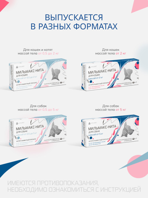Мильмакс таблетки антигельминтные для кошек весом от 2 кг - 2 таблетки