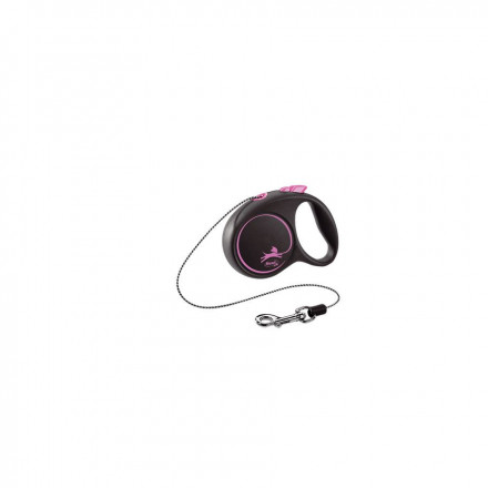 Flexi Black Design cord XS поводок-рулетка для собак, черно-розовая 3 м, до 8 кг