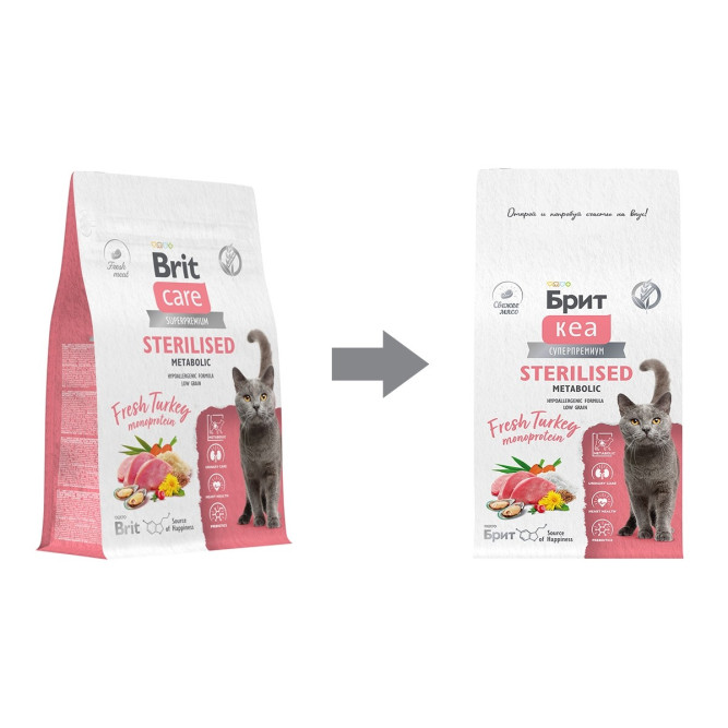 Брит Кеа Cat Sterilised Metabolic Monoprotein сухой корм для стерилизованных кошек, с индейкой - 400 г