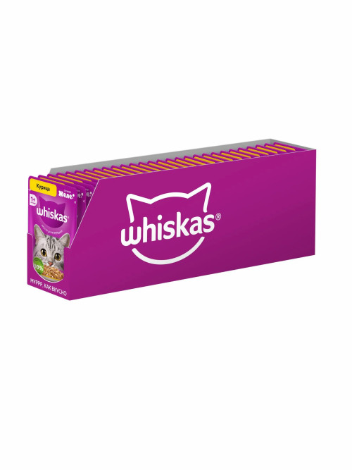 Whiskas влажный корм для взрослых кошек, желе с курицей, в паучах - 75 г х 28 шт