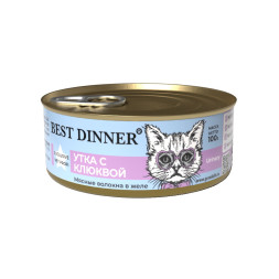Best Dinner Exclusive Vet Profi Urinary диетический влажный корм для взрослых кошек для профилатки мочекаменной болезни, с уткой и клюквой, в консервах - 100 г х 12 шт