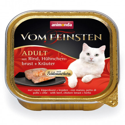 Animonda Vom Feinsten Adult Меню для гурманов влажный корм для привередливых кошек с говядиной, куриной грудкой и травами - 100 г (32 шт в уп)