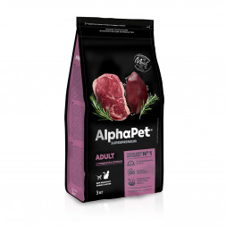 AlphaPet Superpremium сухой полнорационный корм для взрослых кошек и котов с говядиной и печенью - 3 кг
