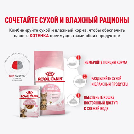 Royal Canin Kitten Sterilised влажный корм для стерилизованных котят в возрасте от 6 до 12 месяцев, мелкие кусочки в соусе, в паучах - 85 г х 28 шт