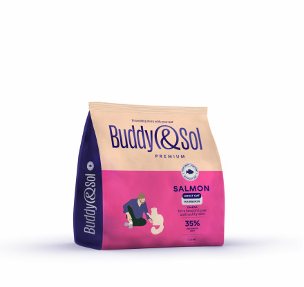 Buddy&amp;Sol Premium Hair&amp;Skin сухой корм для взрослых кошек для кожи и шерсти с лососем - 1,8 кг