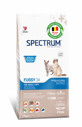 Spectrum Fussy 34 For Adult Cats сухой корм для взрослых привередливых кошек с лососем и рисом - 12 кг