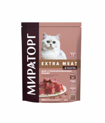 Мираторг Extra Meat сухой корм для взрослых стерилизованных кошек, с нежной телятиной - 400 г