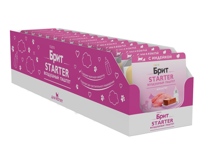 Брит Премиум влажный корм для котят, с индейкой, паштет - 100 г х 14 шт