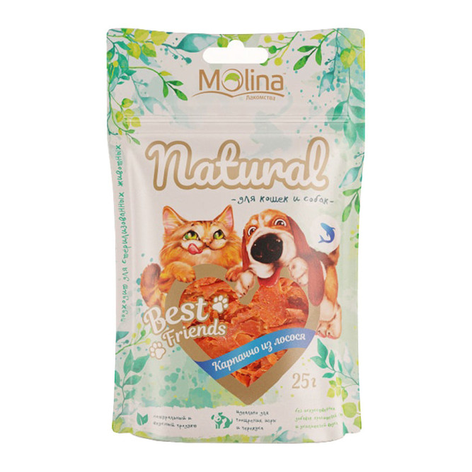Molina Best Friends лакомство для кошек и собак Карпаччо из лосося - 25 г