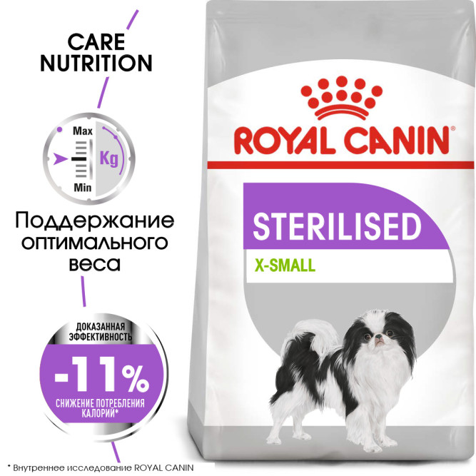 Royal Canin X-Small Sterilised Adult сухой корм с мясом птицы для стерилизованных взрослых собак миниатюрных пород от 10 месяцев - 500 г