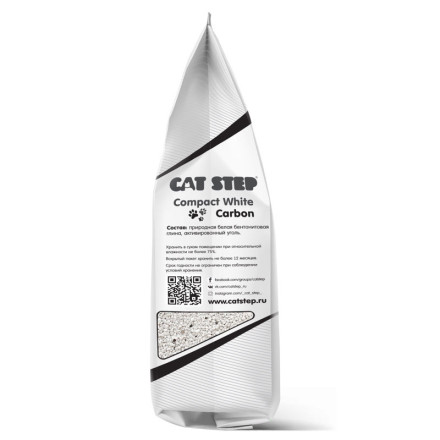 Cat Step Compact White Carbon наполнитель минеральный комкующийся с активированным углем - 5 л (4,2 кг)