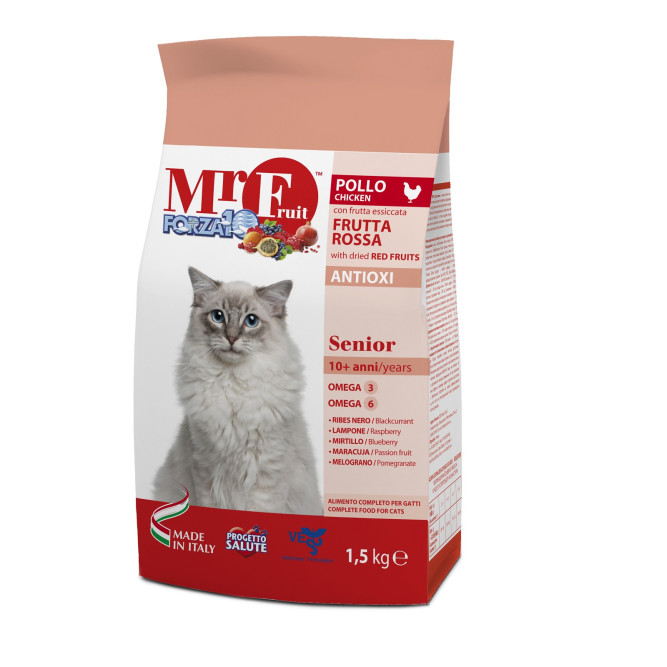 Forza10 Mr. Fruit Rosso Senior сухой корм для пожилых кошек на основе курицы с красными фруктами - 1,5 кг