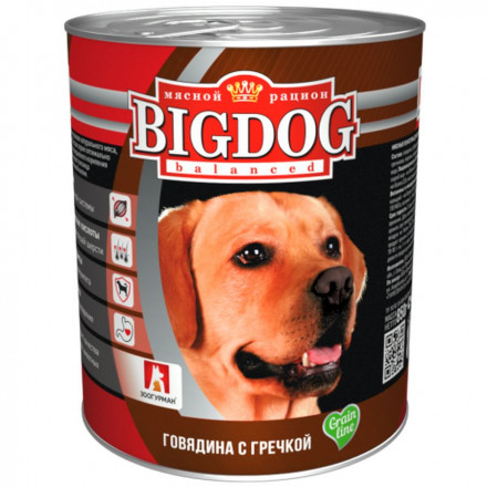 Зоогурман Big Dog Grain line влажный корм для взрослых собак всех пород, с говядиной и гречкой - 850 г x 9 шт