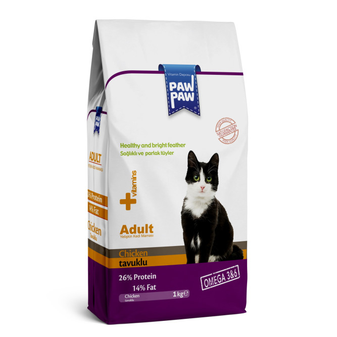 Pawpaw Adult Cat Food with Chicken сухой корм для кошек с курицей - 1 кг