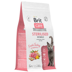 Brit Care Cat Sterilised Metabolic сухой корм для для стерилизованных кошек, с индейкой - 1,5 кг