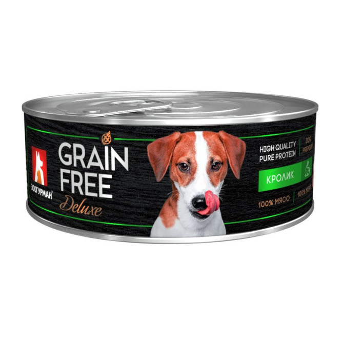 Зоогурман Grain Free Deluxe влажный корм для взрослых собак всех пород, с кроликом - 100 г x 6 шт