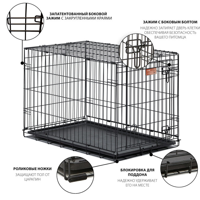 Midwest Icrate клетка для собак малых и средних размеров, черная 1 дверь - 91х58х64 см