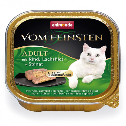 Animonda Vom Feinsten Adult Меню для гурманов влажный корм для привередливых кошек с говядиной, филе лосося и шпинатом - 100 г (32 шт в уп)