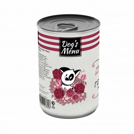 Dog`s Menu влажный корм для взрослых собак с говядиной кусочки в соусе в консервах - 340 г х 12 шт