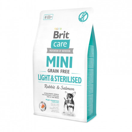 Сухой беззерновой корм Brit Care для собак мелких пород с ожирением или стерилизованных с кроликом - 2 кг