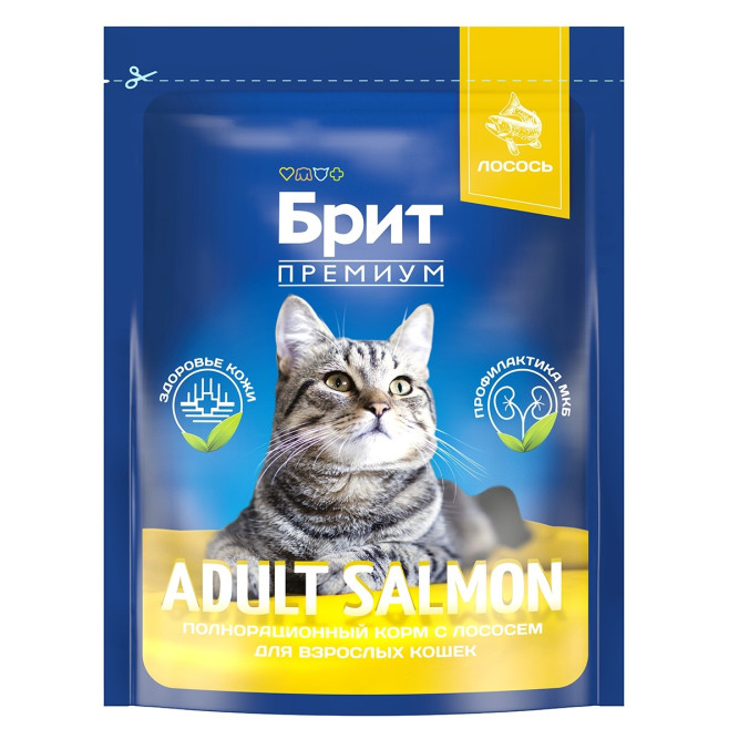 Брит Премиум Cat Adult сухой корм для взрослых кошек с лососем - 400 г