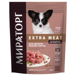 Мираторг Extra Meat сухой корм для щенков мелких пород в возрасте от 1 до 9 месяцев, с нежной телятиной - 600 г