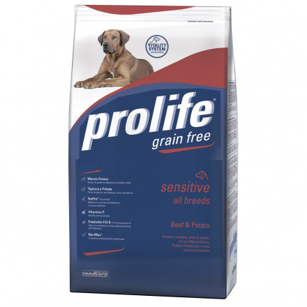 Prolife Dog Adult Grain Free беззерновой сухой корм для гиперчувствительных собак с говядиной и картофелем - 12 кг