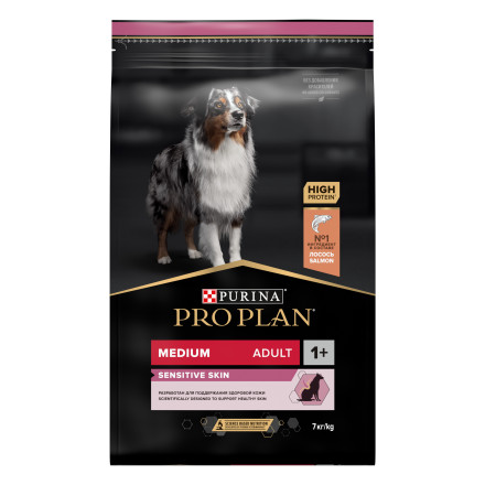 Pro Plan Medium Sensitive Skin сухой корм для взрослых собак средних пород с чувствительной кожей с лососем и рисом - 7 кг