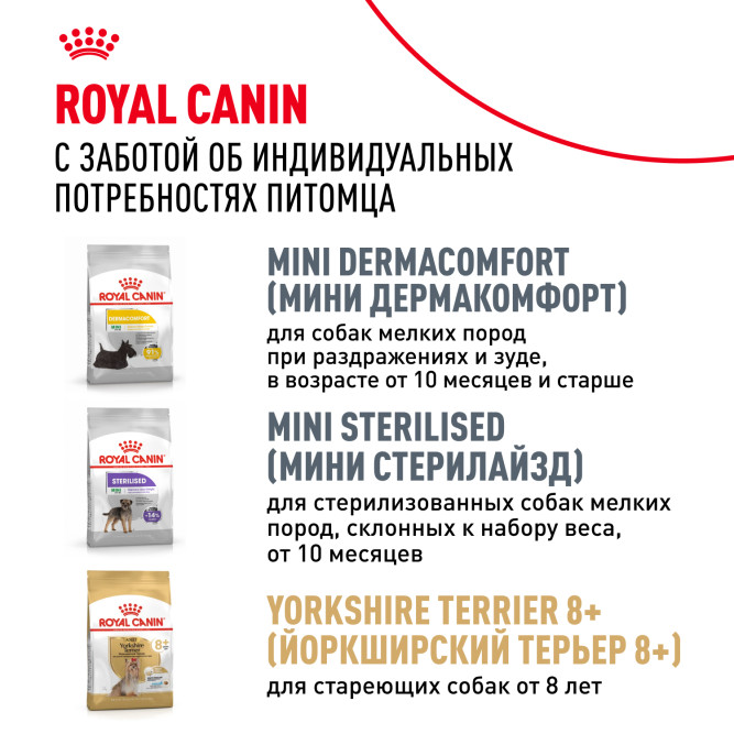 Royal Canin Yorkshire Terrier Adult для собак породы йоркширский терьер в возрасте от 10 месяцев - 1,5 кг