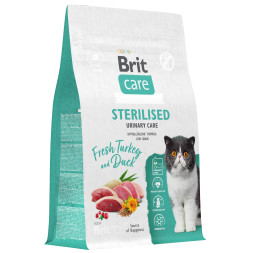 Brit Care Cat Sterilised Urinary Care сухой корм для стерилизованных кошек для профилактики МКБ, с индейкой и уткой - 400 г