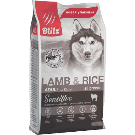 Blitz Sensitive Adult Lamb &amp; Rice сухой корм для взрослых собак, с ягненком и рисом - 2 кг