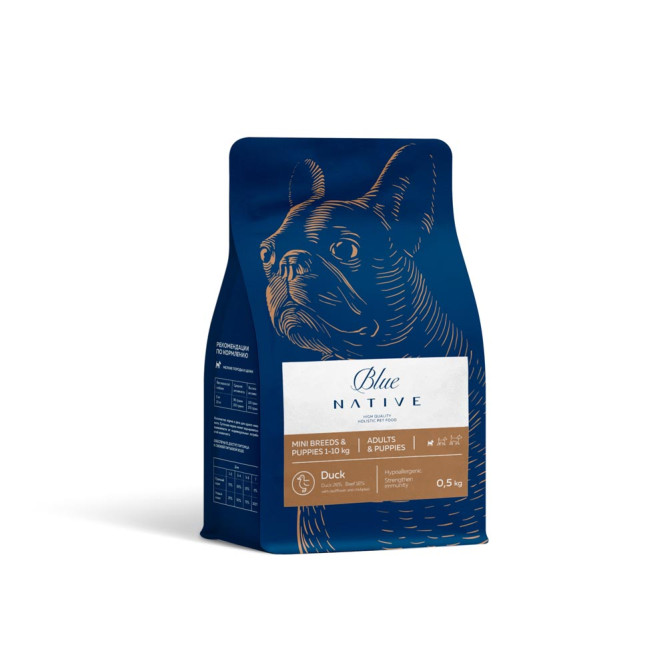 Blue Native Holistic сухой корм для щенков и взрослых собак мелких пород, с уткой - 500 г