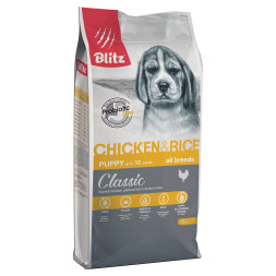 Blitz Classic Puppy All Breeds сухой корм для щенков всех пород, с курицей и рисом - 15 кг